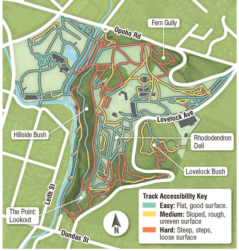 Dunedin Botanic Garden map for recreation